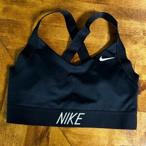 Nike Women's Black Sports Bra with White Logo